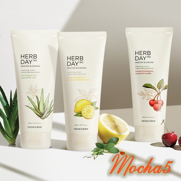 Kem tẩy trang The Face Shop Herb Day 365 Master Blending Cleansing Cream TFS loại bỏ sạch bụi bẩn 170ml