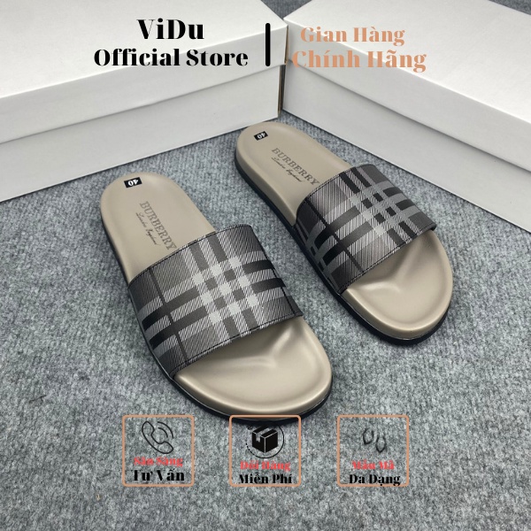 Dép nam thời trang Burberry ViDu 21153 màu mới quai kẻ hai màu  đế cao su đúc cao cấp, đi êm chân