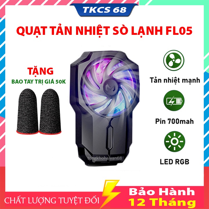 Quạt tản nhiệt điện thoại Memo FL05 làm mát nhanh cho điện thoại gaming thủ pin 700mah có LED RGB Bảo Hành 1 Năm