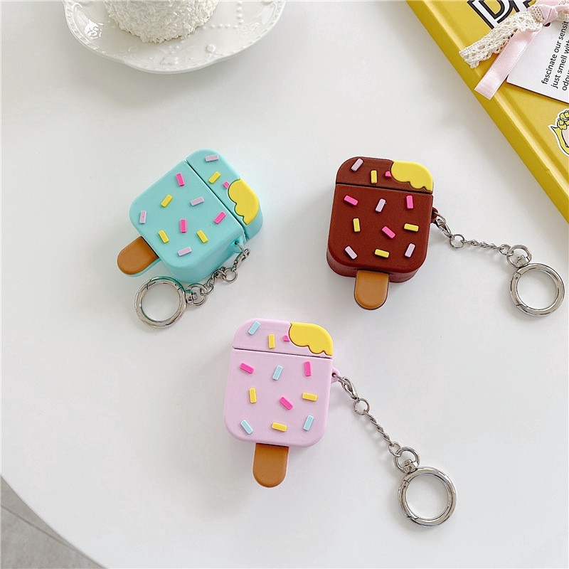 ☘️Tặng kèm dây đeo☘️Case Airpod 1 2 ...Vỏ bao bọc Kem que các màu đựng tai nghe không dây Ice Cream airpods silicon