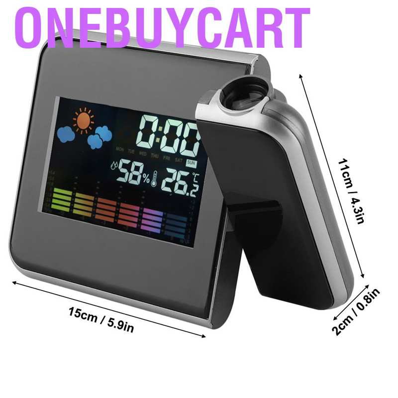 Onebuycart Projection Calendar Digital Weather LED Snooze Alarm Clock Backlight Display