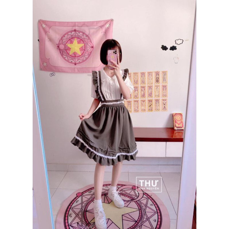 Đầm Yếm Loli Phong Cách Nhật Bản Phối Sơmi Cổ Bèo Dễ Thương