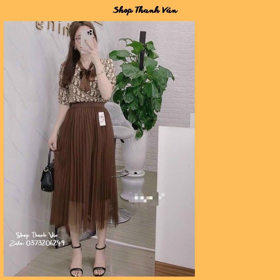 Chân váy xòe dáng dài von ly trơn một màu, váy cạp chun mix đồ siêu xinh TV0831