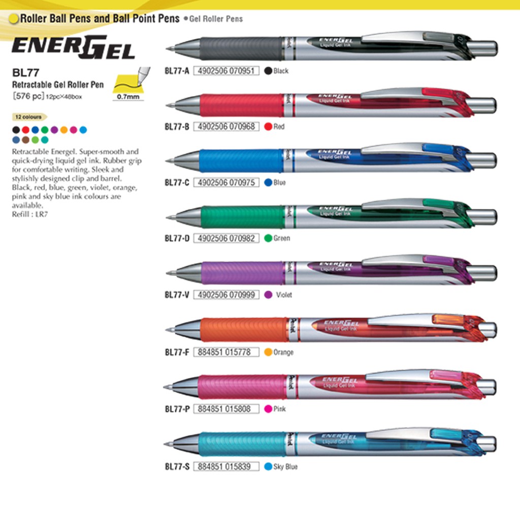 Bút Energel Bấm Pentel BL77 ( 0.7mm)