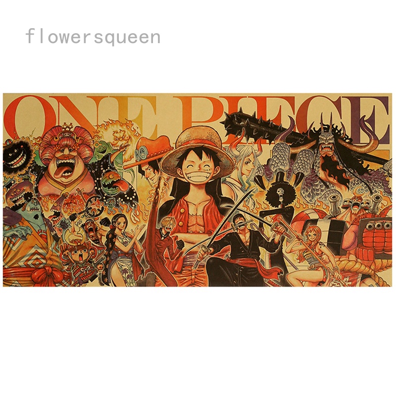 flowersqueen Áp Phích Treo Tường Họa Tiết Hoạt Hình One Piece Độc Đáo