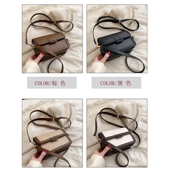 Túi Đeo Chéo Xách Tay Nữ Da PU Trơn Hai Quai Mẫu Mới Màu Nâu Trắng Đen Túi Kẹp Nách Phong Cách Đơn Giản Hàn Quốc