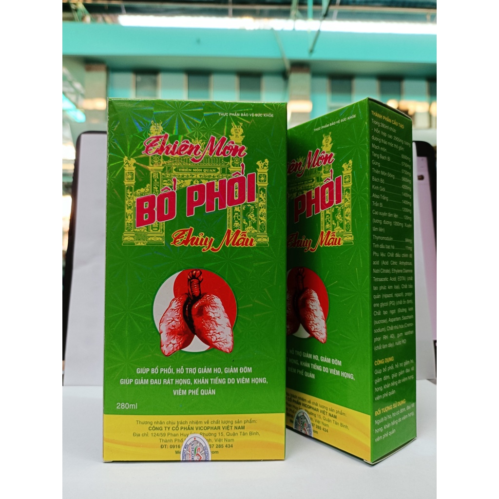 Thiên Môn Bổ Phổi Thủy Mẫu Chai 280ml giúp bổ phổi, hỗ trợ giảm ho, giảm đờm và đau rát họng,