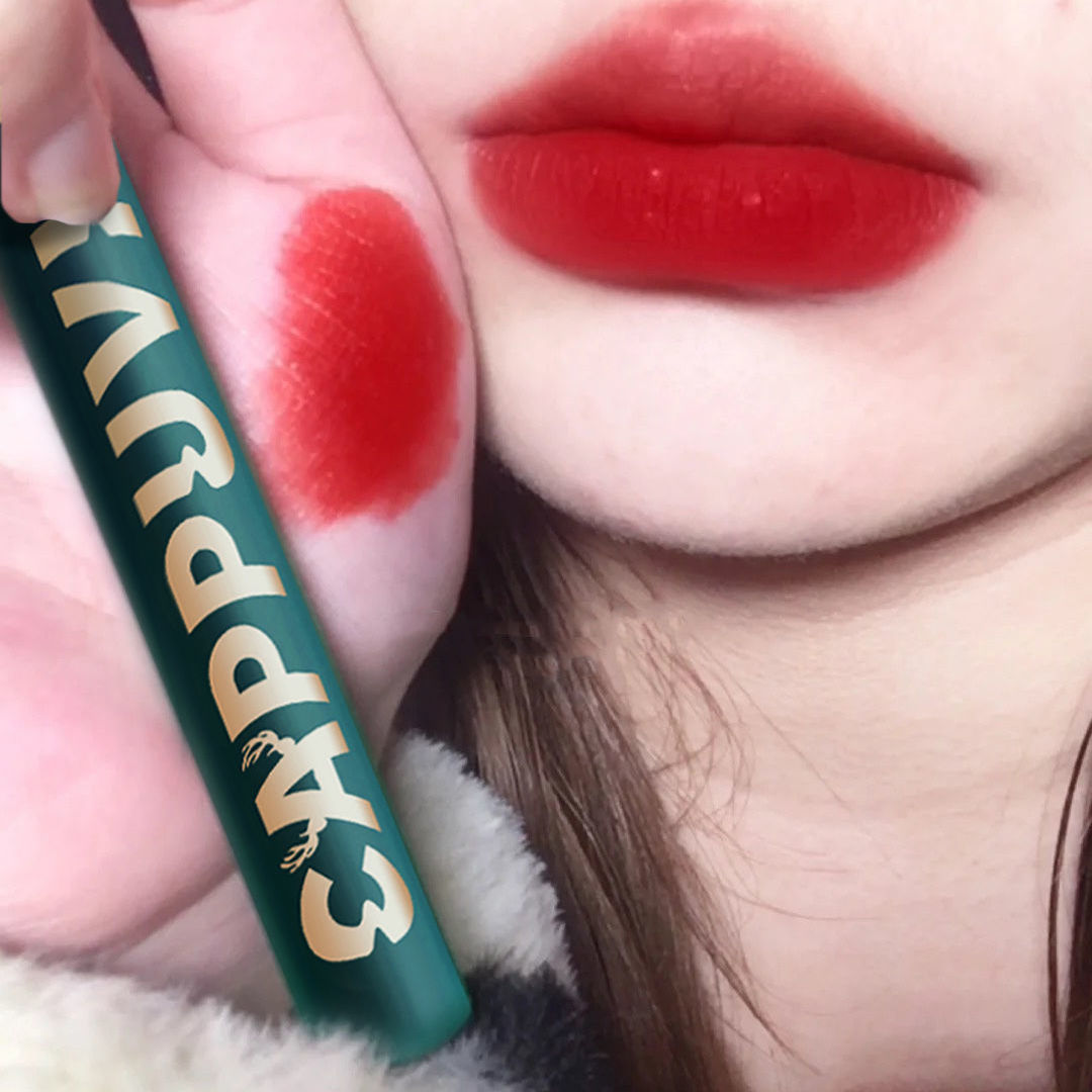 【Cappuvini】Green Air Lip Glaze Christmas Limited Son môi làm trắng môi Son môi bóng