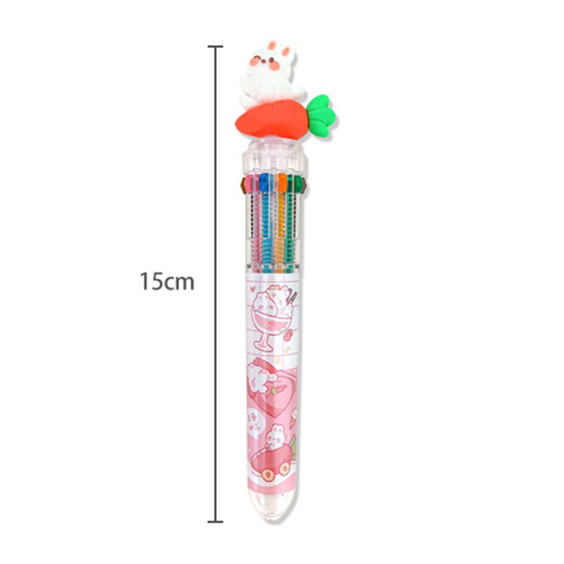 Bút Bi 10 Màu Hình Động Vật Dễ Thương Cho Học Sinh/Văn Phòng