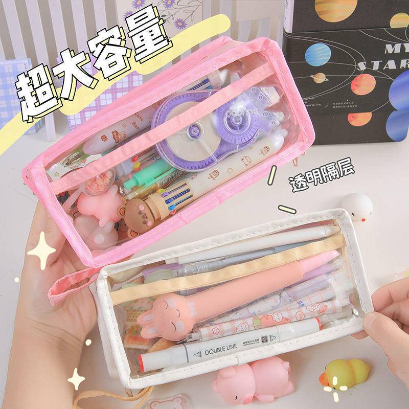 ⭐ iLado ⭐  Túi đựng bút trong suốt cute túi nilong/PVC túi zip nhỏ hộp vải đựng đồ Hộp đựng hộp bút hologram bút cute bọc zip tiểu an văn phòng phẩm Đa Dụng túi đựng đồ dùng cá nhân hình