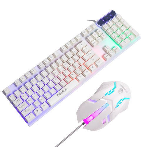 Bàn Phím Gaming Kèm Chuột Có Đèn Led 7 Màu Bosston, Phím Giả Cơ Led Chuyên Chơi Game, Văn Phòng Cho Máy Tính Laptop