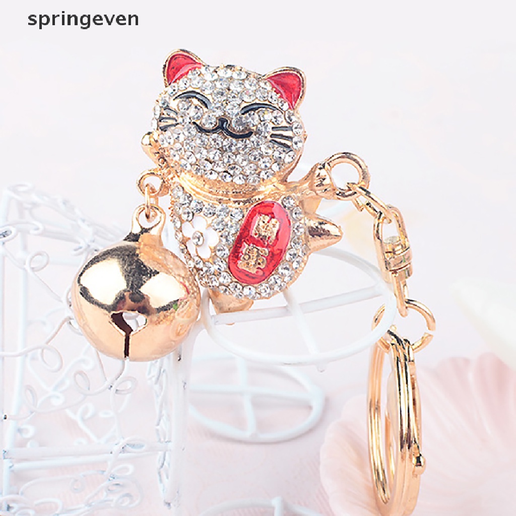 Móc Khóa Hình Chú Mèo May Mắn Đính Đá Dễ Thương