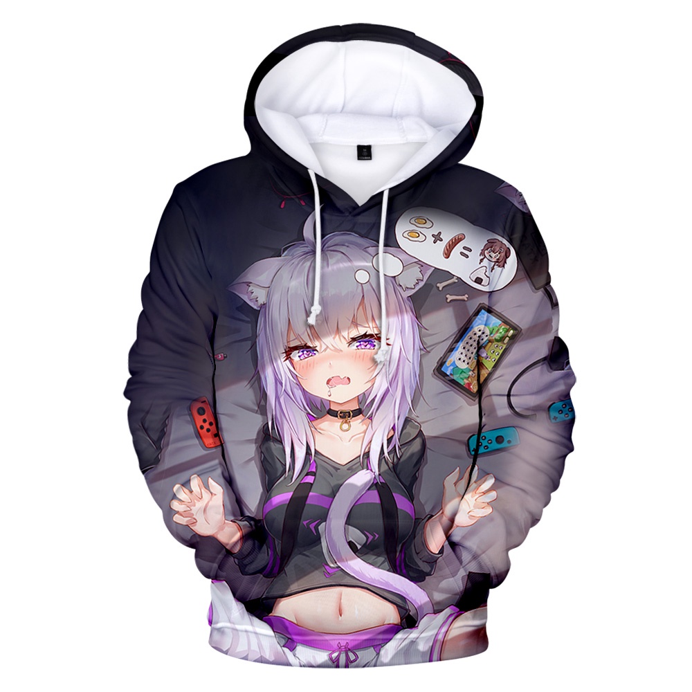 Áo hoodie in hình HOLOLIVE VTuber Nekomata Okayu 3D cá tính thời trang cho nam và nữ