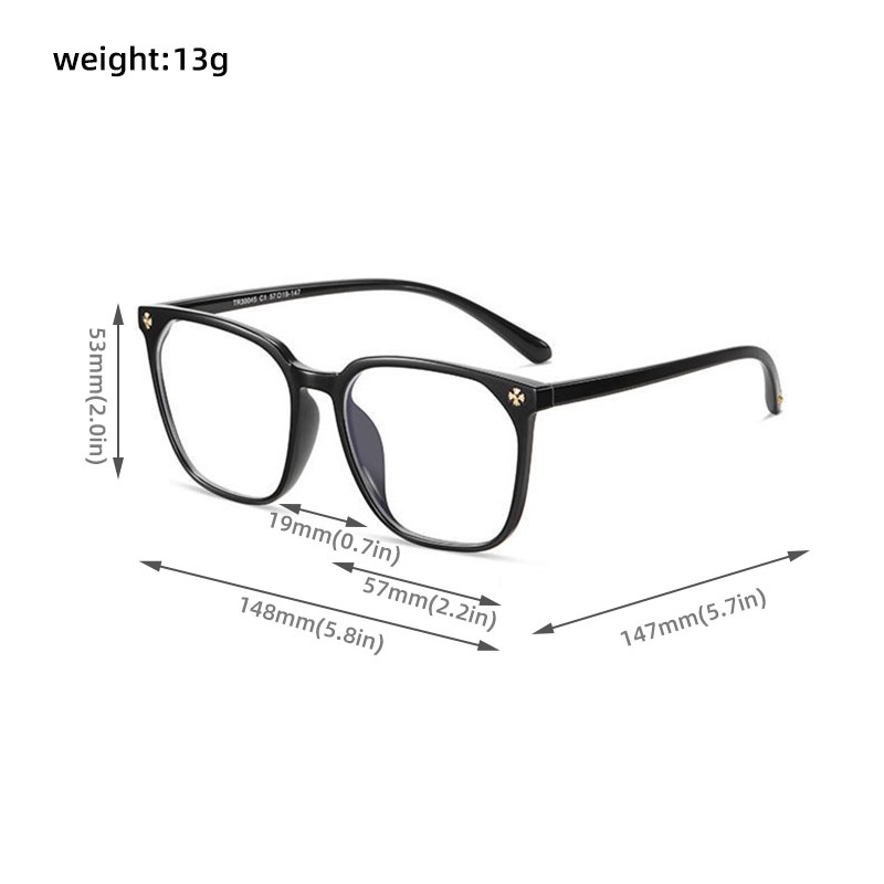 Kính mát gọng vuông đầy đủ chống nắng UV400 và tia xanh lam màu đen thời trang cổ điển cho nam và nữ