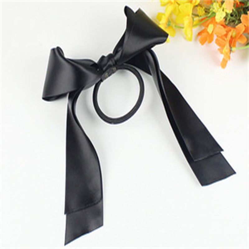 Dây buộc tóc hai lớp thắt nơ satin phong cách Hàn Quốc cho nữ