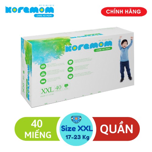 Bỉm Quần KOREMOM- Tã Quần Cao Cấp Hàn Quốc Mềm Nhẹ Khô Thoáng- XXL40