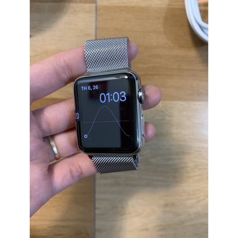 Apple Watch Gen 1, bản Thép không gỉ, size 42mm, kèm sạc zin và dây cao su cao cấp