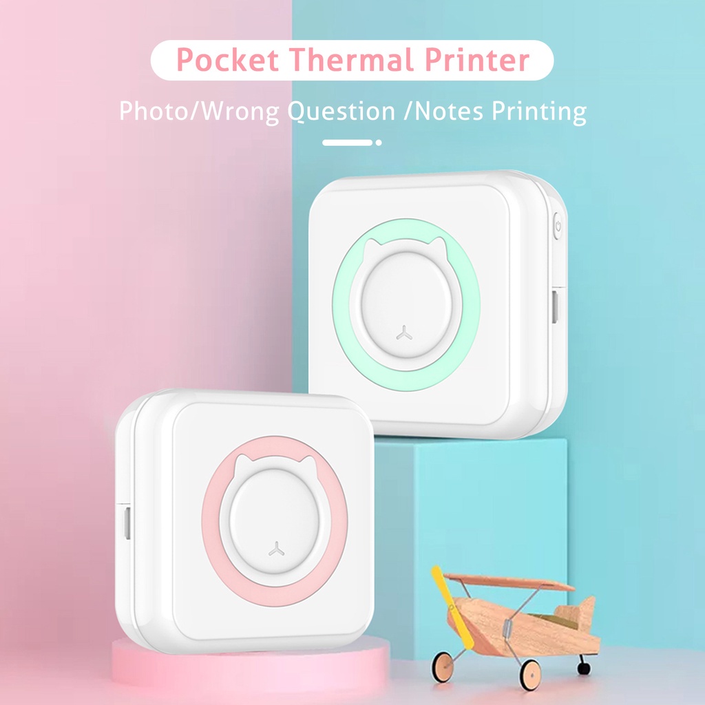Máy in nhiệt mini cầm tay có kết nối Bluetooth không dây BT Kết nối 200dpi Nhãn ảnh Danh sách ghi nhớ In Máy in không dây rõ ràng