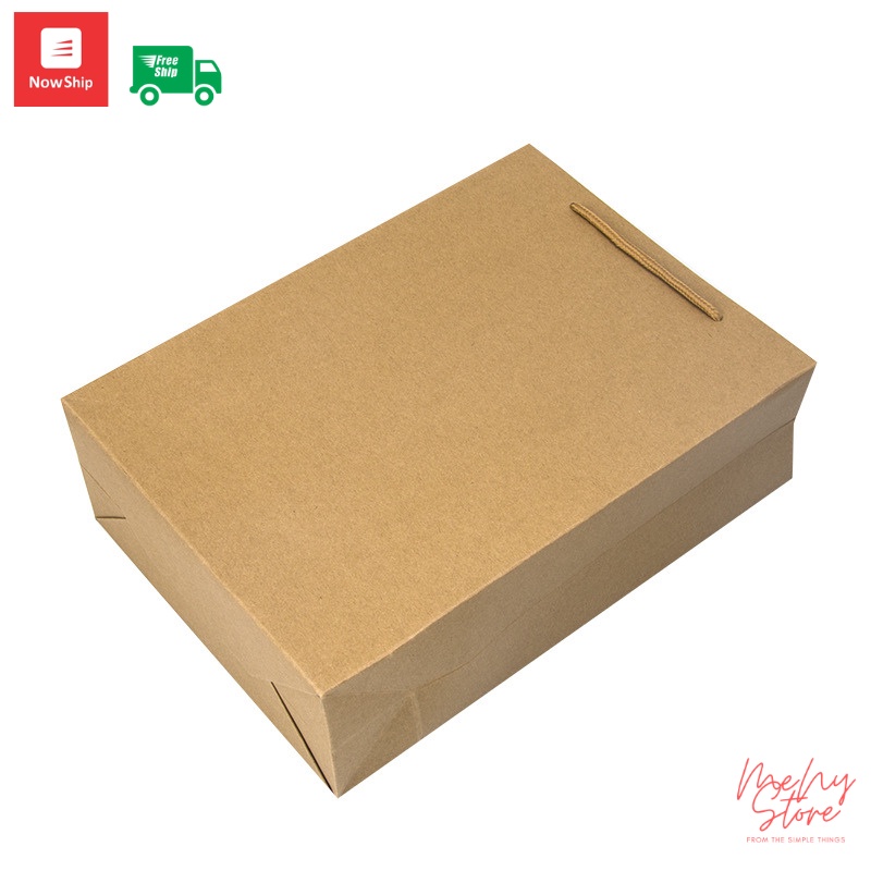 Túi giấy đựng quà KRAFT TRƠN cỡ đại, túi xi măng trơn không in có quai loại dày