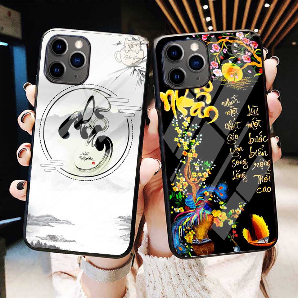Ốp điện thoại iphone xr x xsmax 6 7 8 plus 11 12 13 promax tráng gương in chữ thư pháp Nhẫn