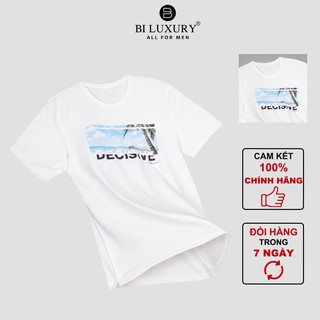 Áo phông nam thời trang Biluxury trắng in hình trẻ trung 4APKH008TRT vải mềm thoáng khí chống UV kháng khuẩn