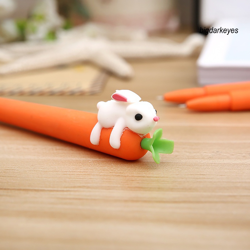 Bút Mực Gel Ngòi 0.5mm Vỏ Silicon Hình Thỏ Cà Rốt Dễ Thương