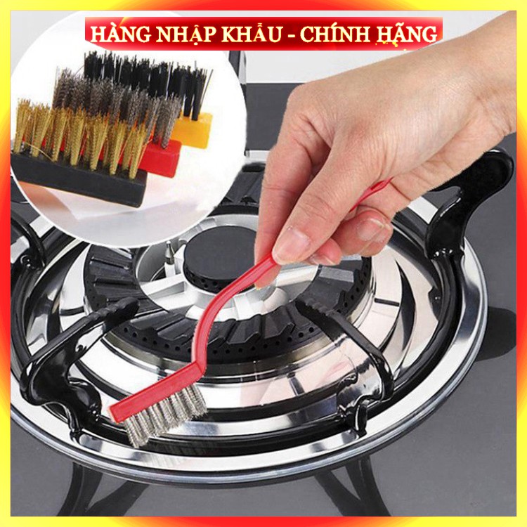 [ Chuẩn Loại 1 ] Bộ 3 bàn chải sắt đồng nhựa mềm đánh rỉ cọ khe nhỏ bếp ga vệ sinh nhà bếp