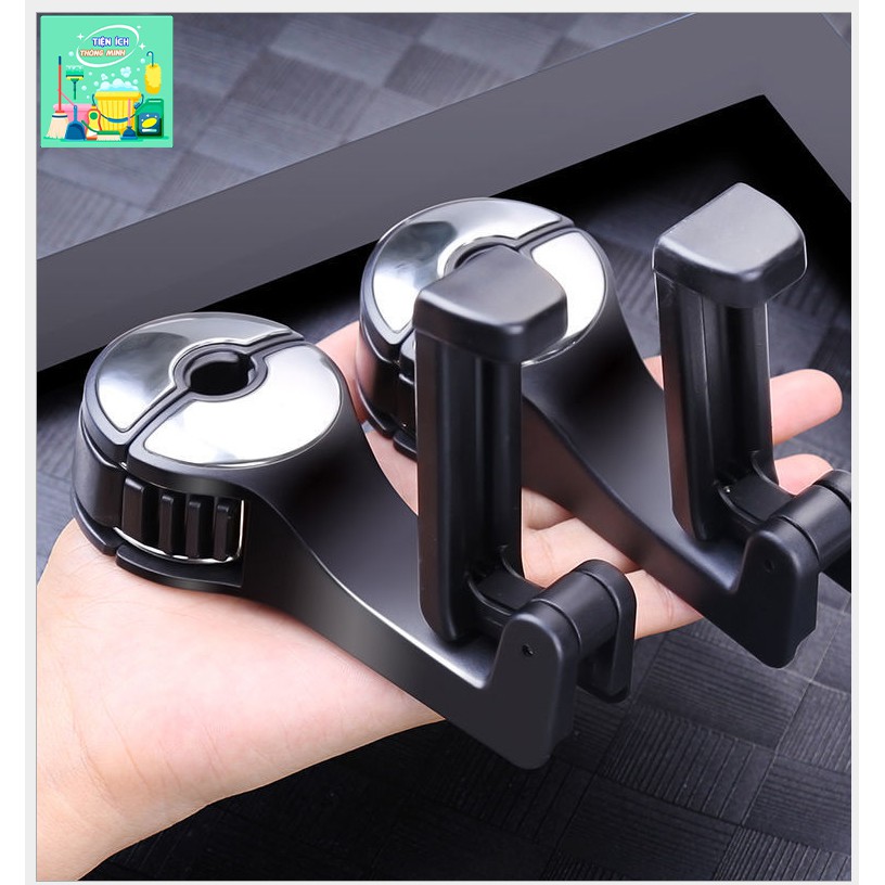 Móc treo đồ ô tô cài ghế sau kèm giá đỡ điện thoại có chốt khóa cổ ghế siêu chắc chắn - TT863