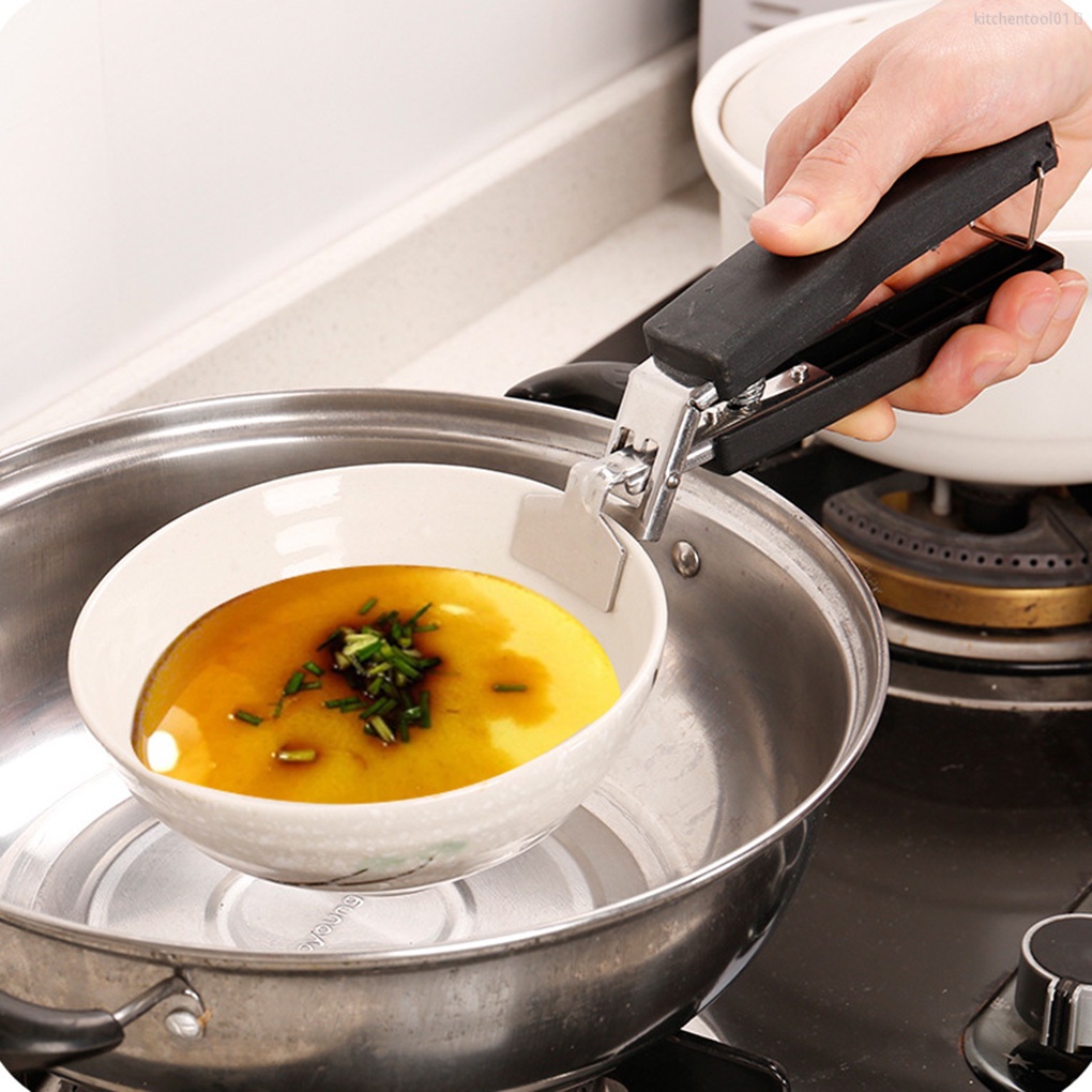 Kẹp chén dĩa bằng thép không gỉ tay cầm chống nóng tiện dụng cho nhà bếp