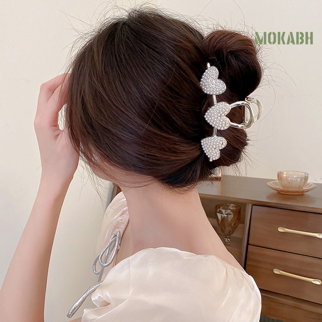 Kẹp Tóc Hình Trái Tim Đính Đá Lấp Lánh Bằng Thép Không Gỉ