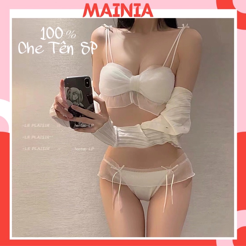 [ Hàng Lọai 1 ] Set Bộ Đồ Lót Ren Nơ Dễ Thương Không Gọng Mút Mỏng Xinh Xắn quyến Rũ Sexy Gợi Cảm Mainia Shop
