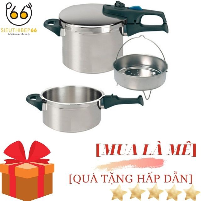 [Chính Hãng] Bộ Nồi Áp Suất ELO Praktika Plus Special, 6L/ 3L, Nồi Inox Đáy Liền, Đáy Từ Dùng Bếp Điện Bếp Từ