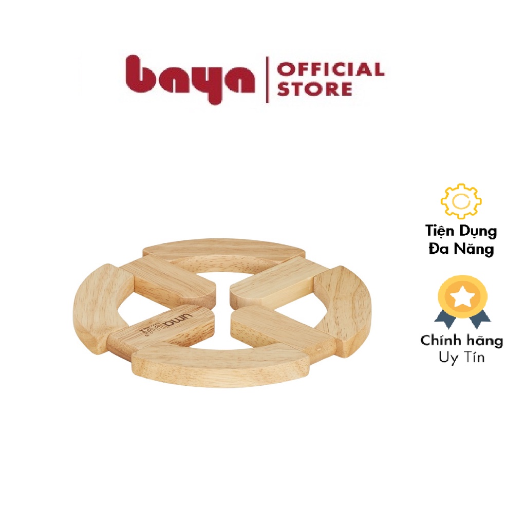 Miếng Lót Nồi Bằng Gỗ Loại Tốt BAYA CLIFTON Chất Liệu Gỗ Cao Su Tự Nhiên Trang Trí Bàn Ăn Nhà Bếp