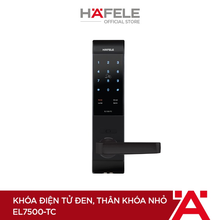 Khóa điện tử HAFELE EL7500-TC/ 912.05.682 màu đen thân khóa nhỏ - 912.05.682 Xuất xứ Hàn Quốc