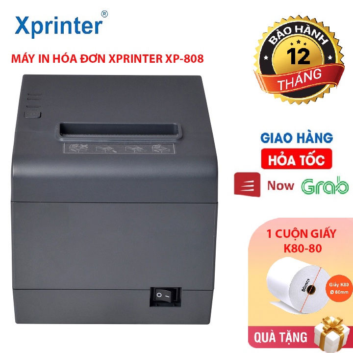 Máy In Bill, In Hóa Đơn Nhiệt Xprinter XP-808 USB + BLUETOOTH Khổ In 80mm TẶNG KÈM CUỘN GIẤY K80-80