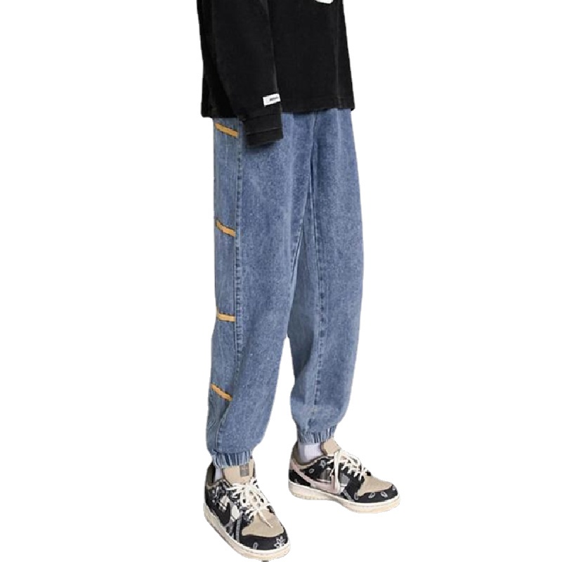 Quần jean dài dáng rộng kẻ sọc phong cách Nhật Bản chất lượng cao size S-3XL cho nam