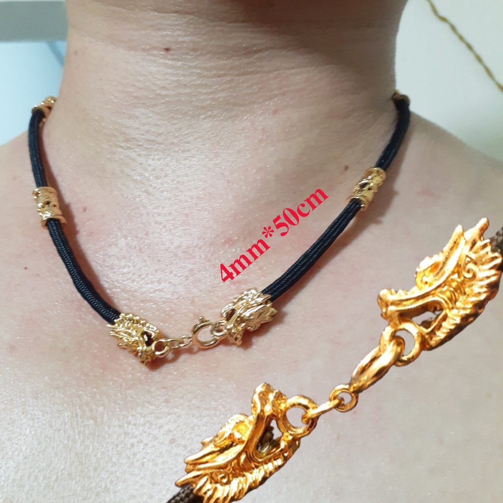 Dây chuyền nam dù thái 4mm bọc đầu rồng mạ vàng sáng đẹp thể hiện đẳng cấp phái mạnh