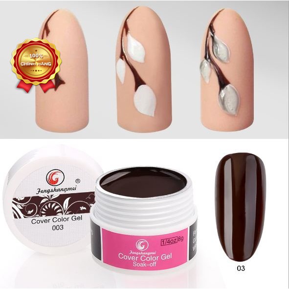 Gel vẽ nổi đen trắng với nét vẽ nổi vân rất đẹp trên móng tay nghệ thuật fengshangmei