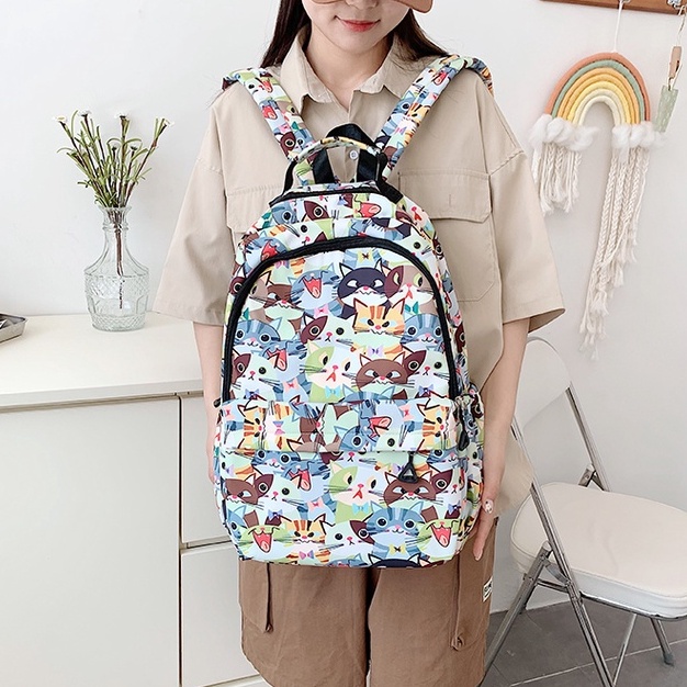 Ba Lô Đi Học/Du Lịch In Họa Tiết Hoạt Hình Phong Cách Nhật Hàn Thời Trang Cho Nữ