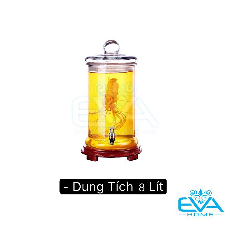 Bình Ngâm Thủy Tinh 8 Lít Có Van Dáng Trụ Thân Trơn – TT8LV