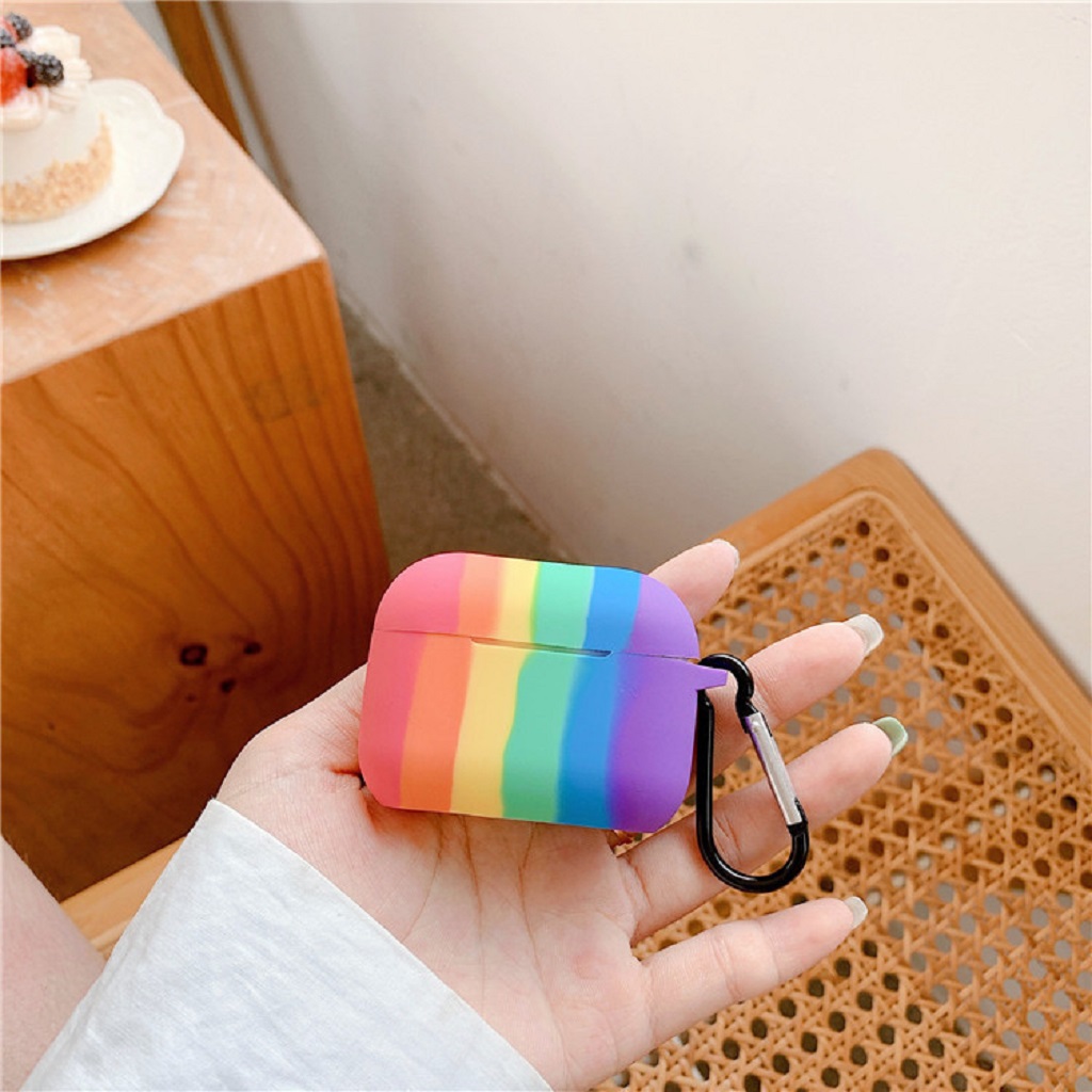 Airpods Case ⚡Freeship ⚡ Vỏ Bọc AirPods Lovely  Rainbow -  Case Tai Nghe Không Dây Airpods 1/ 2/ i12/ Pro