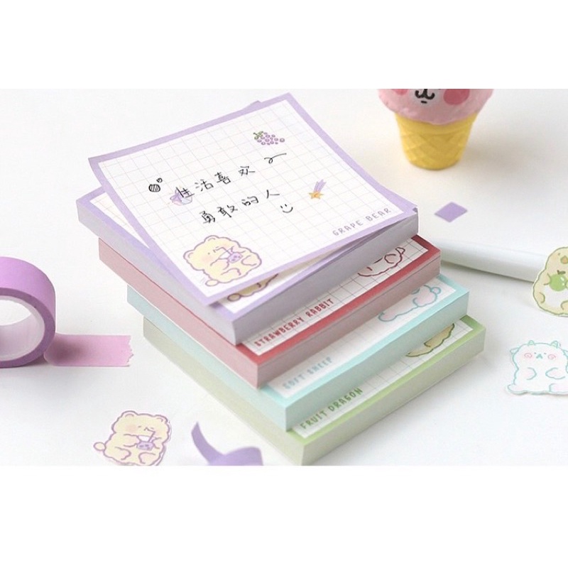 Giấy note ghi chú CARD LOVER kẻ caro hình khủng long đáng yêu