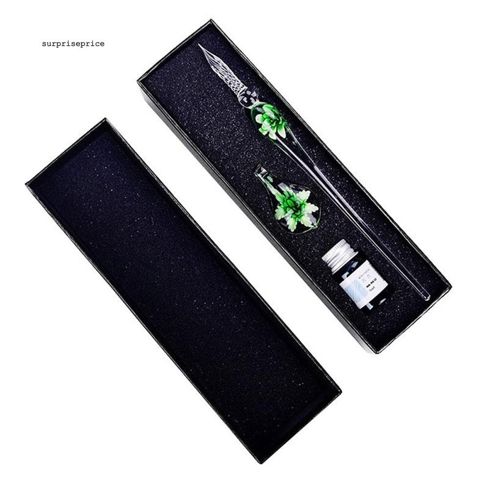 Bút thủy tinh có chi tiết hoa bằng thủy tinh cao cấp