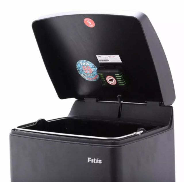 Thùng rác inox 15 lít đạp vuông thấp Thùng rác FITIS đạp chân cho nhà bếp văn phòng