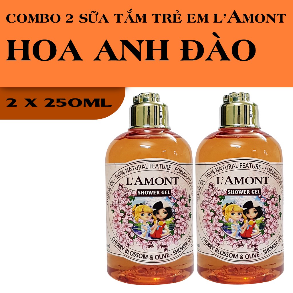 [Mã LTP50 giảm 50000 đơn 150000] Combo 2 chai Sữa Tắm Cho Bé LAMONT En Provence Hương Hoa Anh Đào 250ml/chai