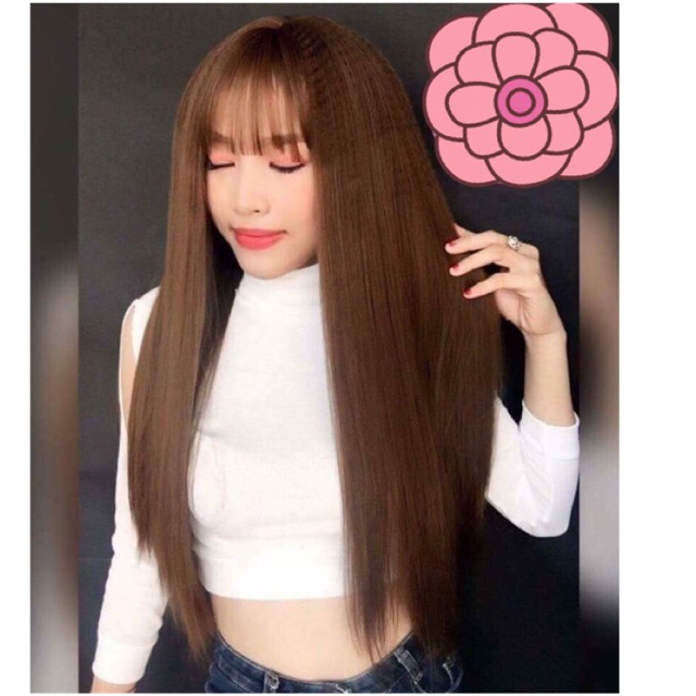 tóc giả Nguyên đầu thẳng + lưới trùm