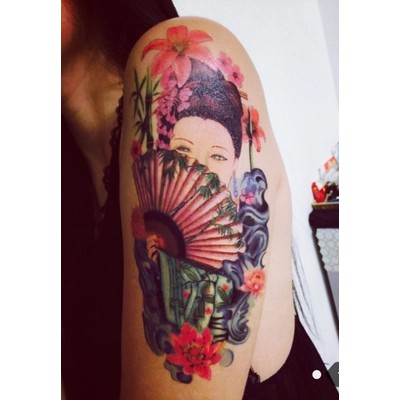 [ SIÊU GIẢM GIÁ TATTOO NAM ] Hình xăm dán tatoo Geisha - miếng dán hình xăm đẹp dành cho nam