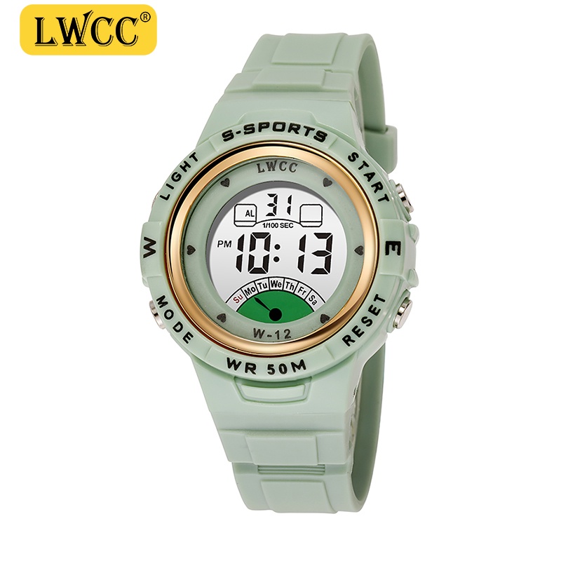 Đồng hồ điện tử thể thao LWCC W-12 màu thạch chống thấm nước cho nam và nữ