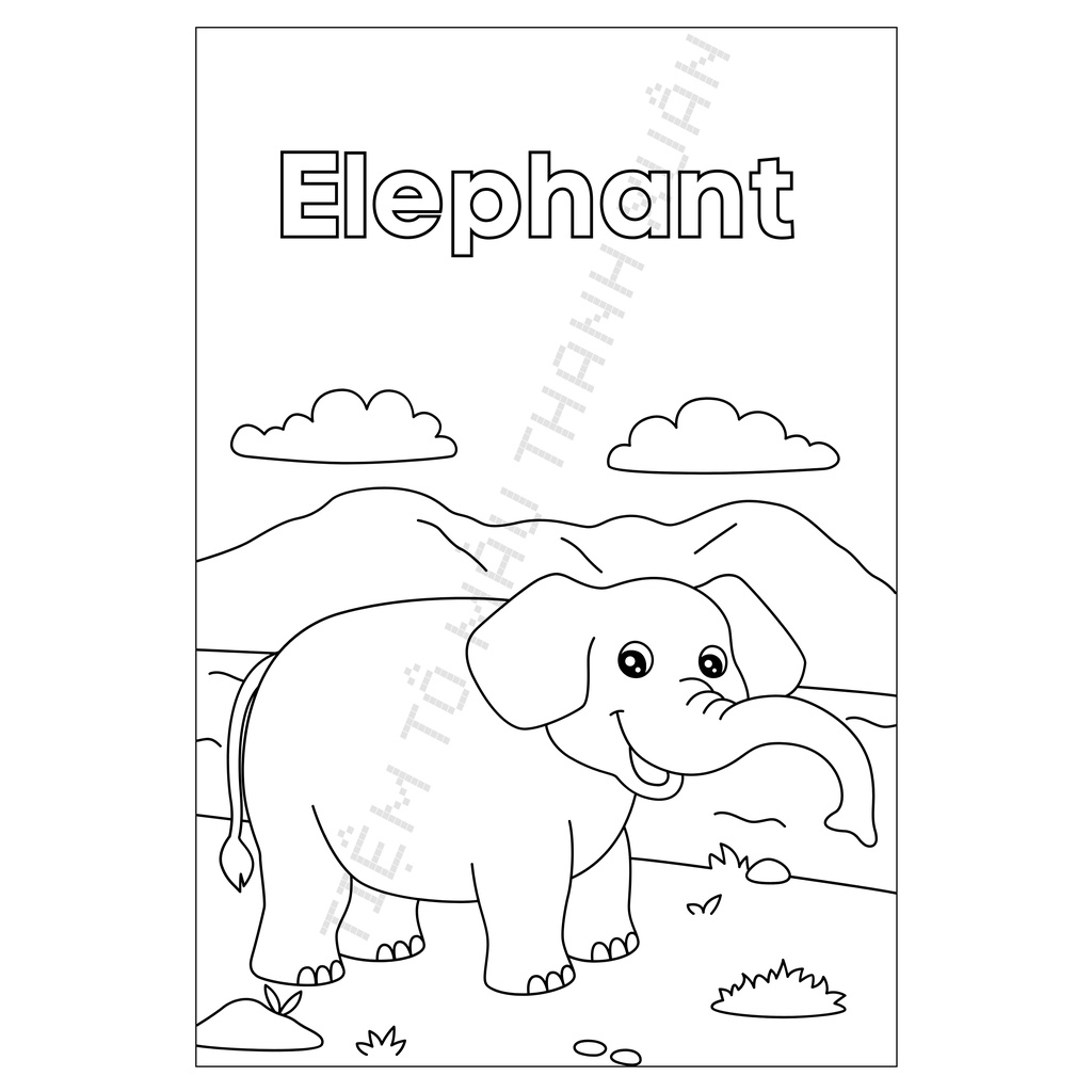 Set 50 Tờ Tranh Tô Màu Hình Động Vật Có Từ Tiếng Anh Size A5 Cho Bé Màu Sáp, Màu Chì - Tiệm Tô Màu Thanh Xuân