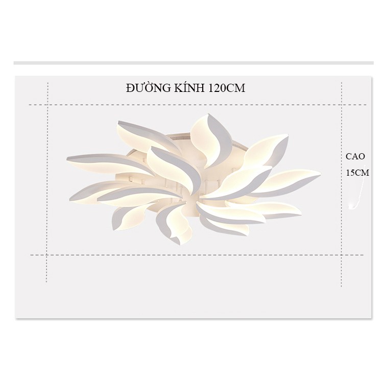 Đèn ốp trần đèn áp trần trang trí phòng khách phòng ngủ có kèm điều khiển từ xa phân tầng 3 chế độ sáng mẫu TT7